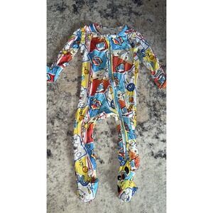 Bellabu Bear Bamboo Pop Art Comic Print Footed Sleeper Pajamas 3-6 Months